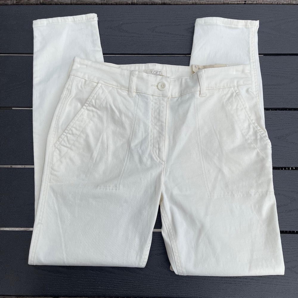 LOFT womens white skinny pants, size 6 NWT